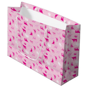 Sacola Para Presentes Grande Padrão de Longhorns Rosa Padrão