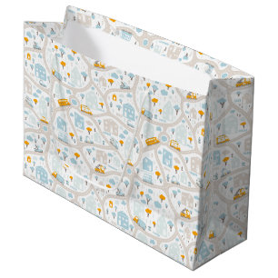 Sacola Para Presentes Grande Padrão de Mapa de Vizinhança de Pastel Bonito