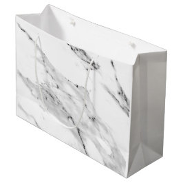 Sacola Para Presentes Grande Padrão de mármore branco da cinza negra moderna