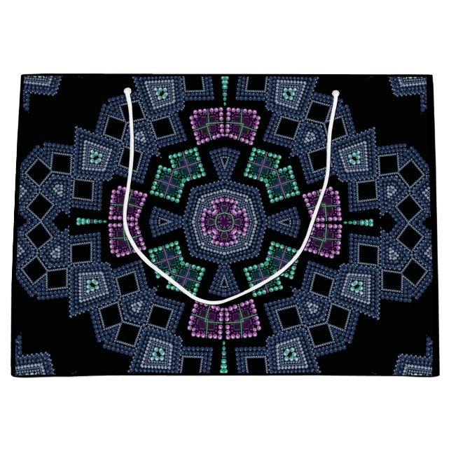 Sacola Para Presentes Grande Padrão de miçangas bordadas (Frente)