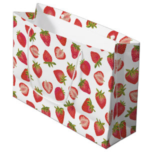 Sacola Para Presentes Grande Padrão de Morango de Verão