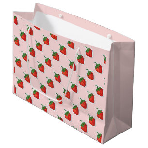 Sacola Para Presentes Grande Padrão de morango vermelho doce