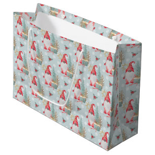 Sacola Para Presentes Grande Padrão de Natal do Gnome