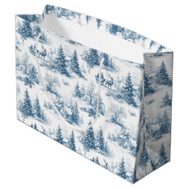 Sacola Para Presentes Grande Padrão de Natal em Toile Azul