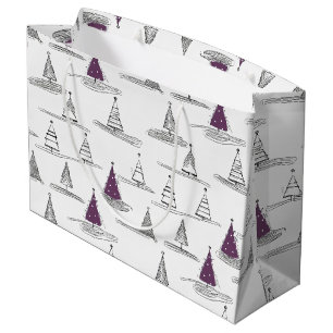 Sacola Para Presentes Grande Padrão de Natal Roxo nº 5 ID1009