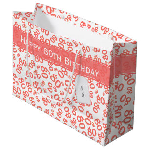 Sacola Para Presentes Grande Padrão de Números Aleatórios 80 Feliz/Branco