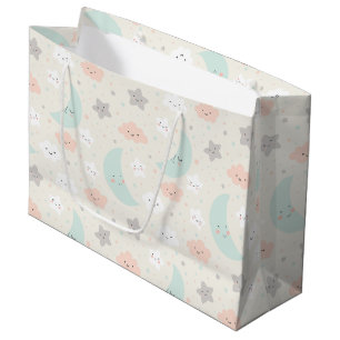 Sacola Para Presentes Grande Padrão de Pastel Céu Sorridente