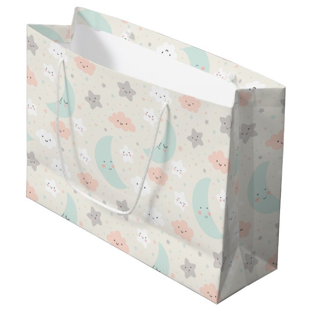Sacola Para Presentes Grande Padrão de Pastel Céu Sorridente (Frente inclinada)