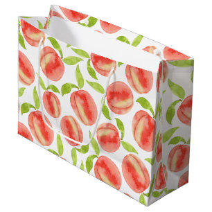 Sacola Para Presentes Grande Padrão de Pêssego de Aquarela