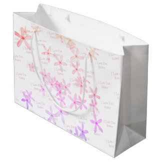 Sacola Para Presentes Grande "Padrão de Posie Branco"