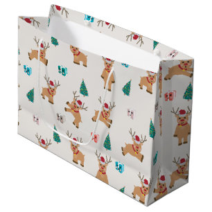 Sacola Para Presentes Grande Padrão de Reinador de Natal Bonito