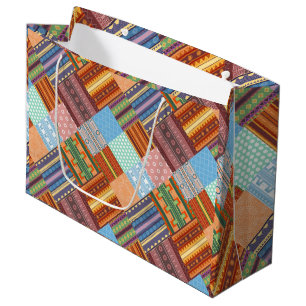 Sacola Para Presentes Grande Padrão de retalhos tribal