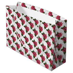 Sacola Para Presentes Grande Padrão de Rosa vermelha bonito