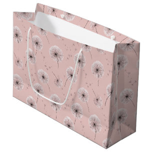 Sacola Para Presentes Grande Padrão de Semente de Dente-de-Leão Minimalista Ros