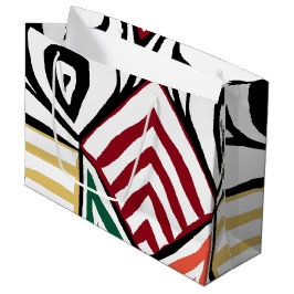 Sacola Para Presentes Grande Padrão de tecido de lama verde-laranja Tribal afri