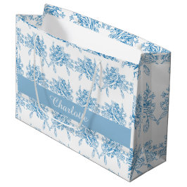 Sacola Para Presentes Grande Padrão de Toile Francês Azul