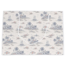 Padrão de Toile Francês Tropical Costeiro Azul