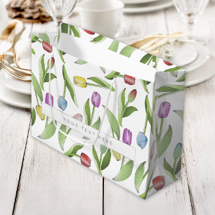 Sacola Para Presentes Grande Padrão de Tulipa Colorido Moderno Personalizado