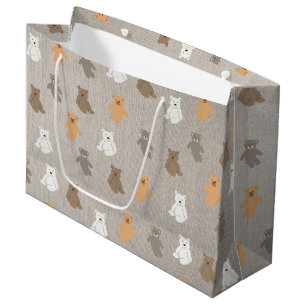 Sacola Para Presentes Grande Padrão de Urso Bonito
