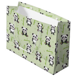 Sacola Para Presentes Grande Padrão de Urso Panda Fofo Bambu Animais Kawaii