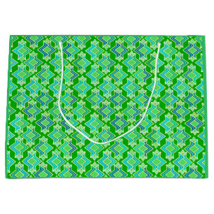 Sacola Para Presentes Grande Padrão de Wallpaper Art Deco, Jade Green