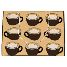 Sacola Para Presentes Grande Padrão de Xícara de Café