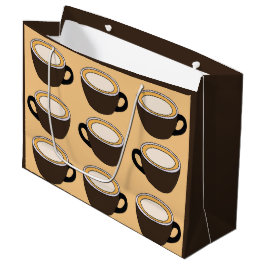 Sacola Para Presentes Grande Padrão de Xícara de Café