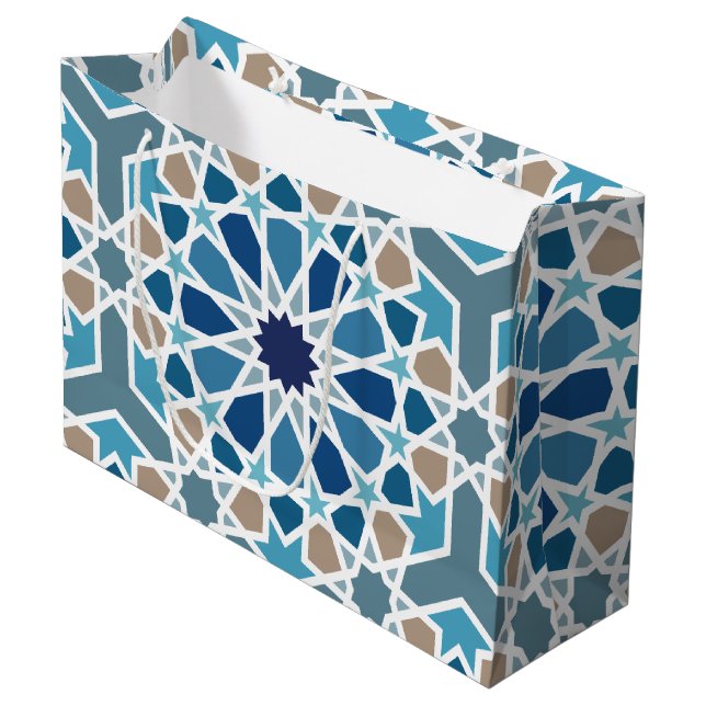 Sacola Para Presentes Grande Padrão do Azulejo marroquino (Frente inclinada)