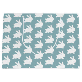 Sacola Para Presentes Grande Padrão do Coelho Teal