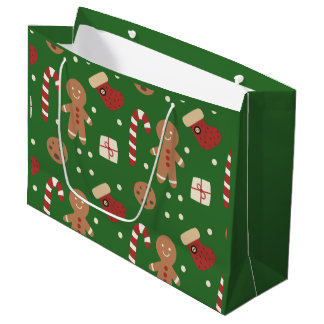 Sacola Para Presentes Grande Padrão do Homem de Pão de Natal