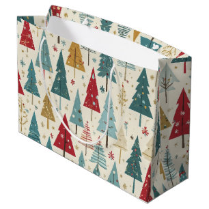 Sacola Para Presentes Grande Padrão Dourado Vermelho Azul Verde Árvore de Natal