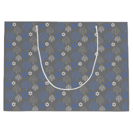 Sacola Para Presentes Grande Padrão Elegante de Feriado de Hanukkah