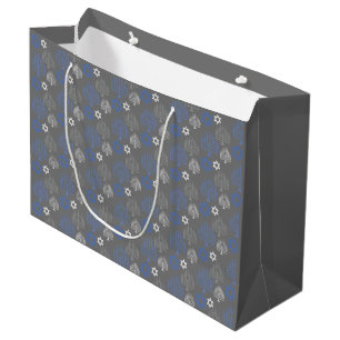 Sacola Para Presentes Grande Padrão Elegante de Feriado de Hanukkah