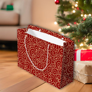 Sacola Para Presentes Grande Padrão Elegante Vermelho e Dourado de Suavimentos