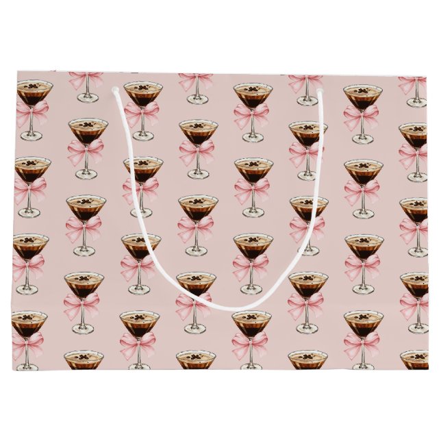 Sacola Para Presentes Grande Padrão Espresso Martini Rosa (Verso)