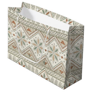 Sacola Para Presentes Grande Padrão Etnico Geométrico Tribal Floral Sem Costura