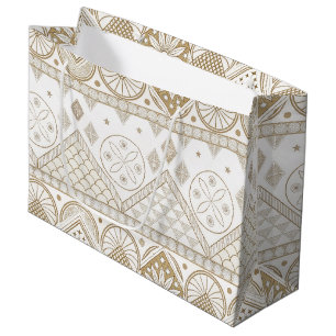 Sacola Para Presentes Grande Padrão Etnico Geométrico Tribal Floral Sem Costura