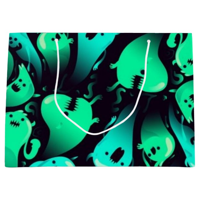 Sacola Para Presentes Grande padrão fantasma (Frente)