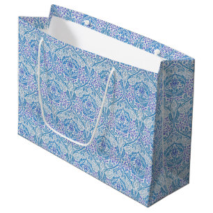 Sacola Para Presentes Grande Padrão Floral Azul Elegante