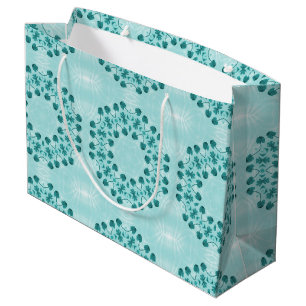 Sacola Para Presentes Grande Padrão Floral, Azul Teal