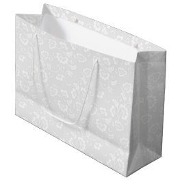 Sacola Para Presentes Grande Padrão Floral Botânico Cinza Claro Elegante