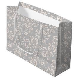 Sacola Para Presentes Grande Padrão Floral Botânico Rosa Suave Elegante