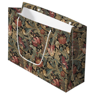 Sacola Para Presentes Grande Padrão Floral Botânico Vintage Sombrio e Mal-humor