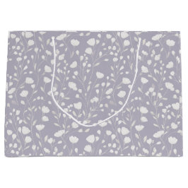 Sacola Para Presentes Grande Padrão Floral Branco Flor de Lavanda Suave