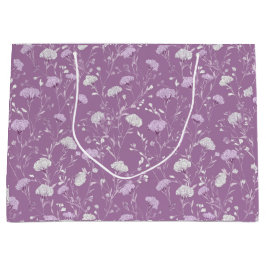 Sacola Para Presentes Grande Padrão Floral Branco Lavanda Roxa Suave