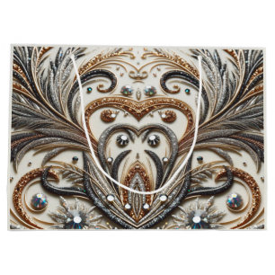 Sacola Para Presentes Grande Padrão floral brilhante com gemstone