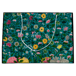 SACOLA PARA PRESENTES GRANDE PADRÃO FLORAL CHINÊS DO SACO GIFT NEGRO E VERDE