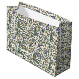 Sacola Para Presentes Grande Padrão floral contínuo em azul, amarelo e branco