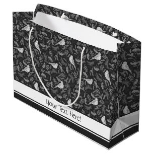Sacola Para Presentes Grande Padrão Floral das Aves Brancas Brilhantes e de In