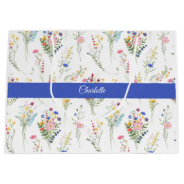 Sacola Para Presentes Grande Padrão Floral de Aquarela de Flor Silvestre